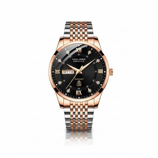 Luxury Rose Gold & Silver Dial Watch with Premium Gift Box