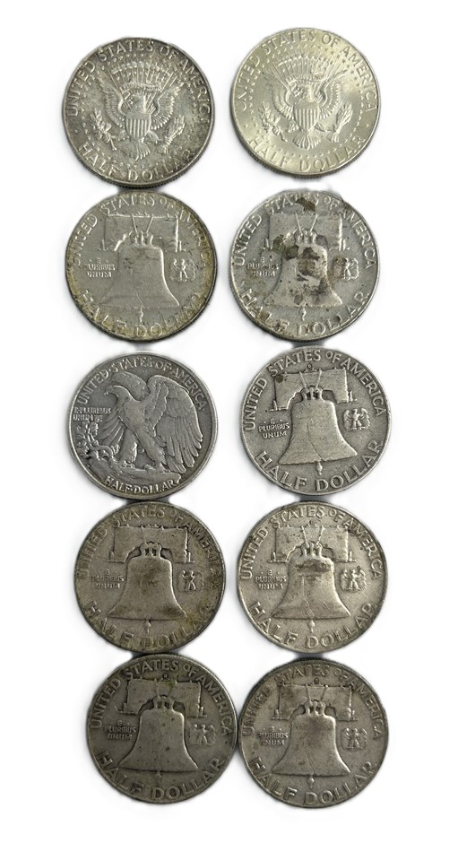 Mixed Lot Of United States Silver Half Dollar Coins