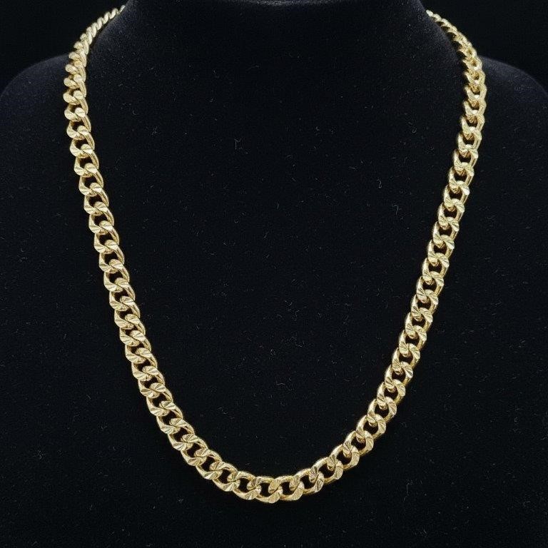 18K/Italy Stamped Yellow Gold Filled Chain 55cm-6mm-Bonus Gift