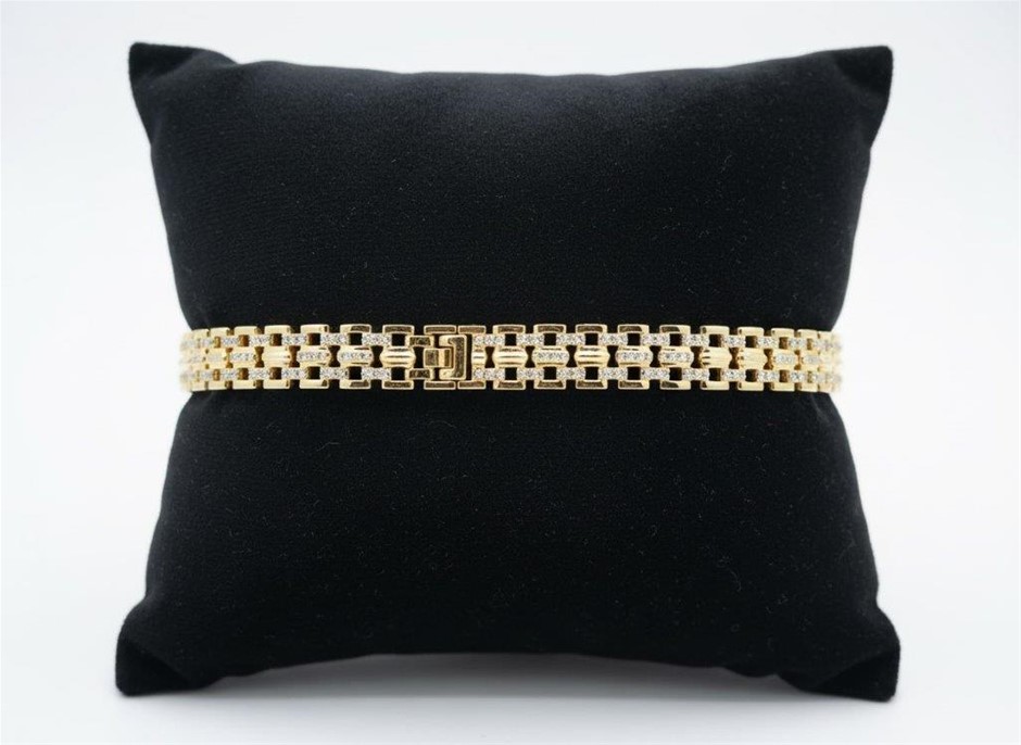 18K/Italy  Yellow Gold Filled bracelet(stamped)-Bonus Gift