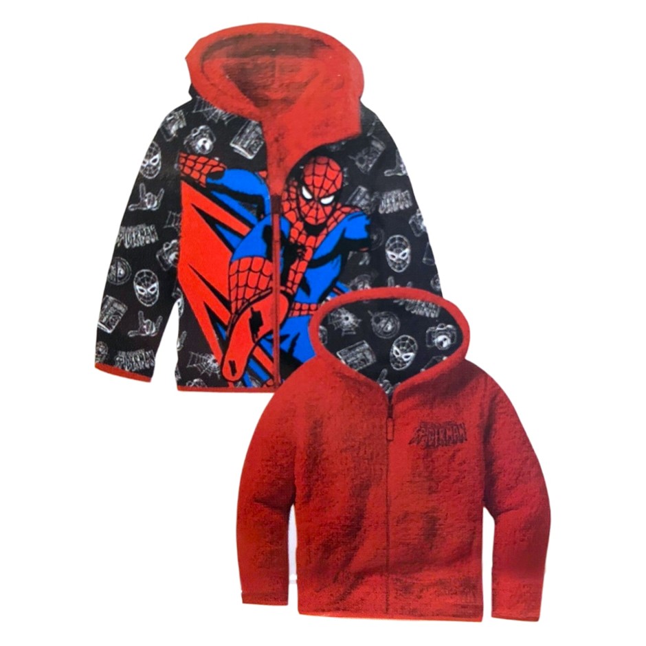 0154-3140674 · MARVEL Kids' Reversible Puffer/Sherpa Jacket, Size 7, Spider-Man (Black/Red