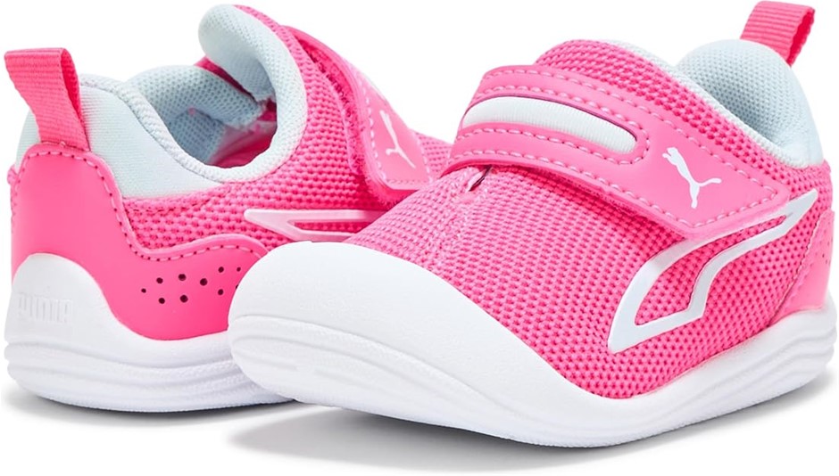Puma Kid's Kitten Mesh Velcro Sneaker, Fluro Pink PES/Sea Glass, 3 US Littl