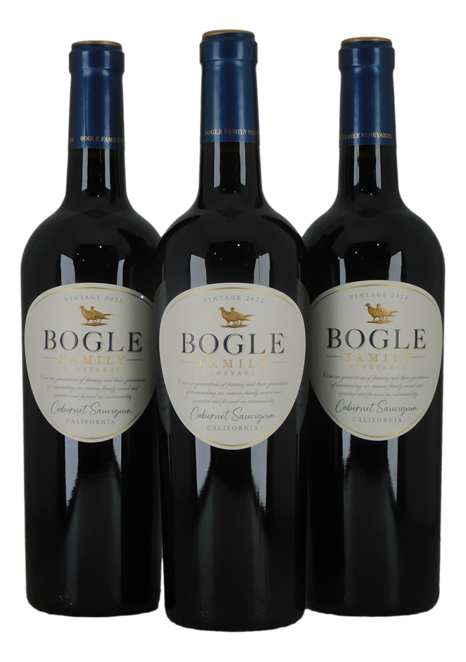 Bogle Cabernet Sauvignon 2022 (3x 750mL), California.