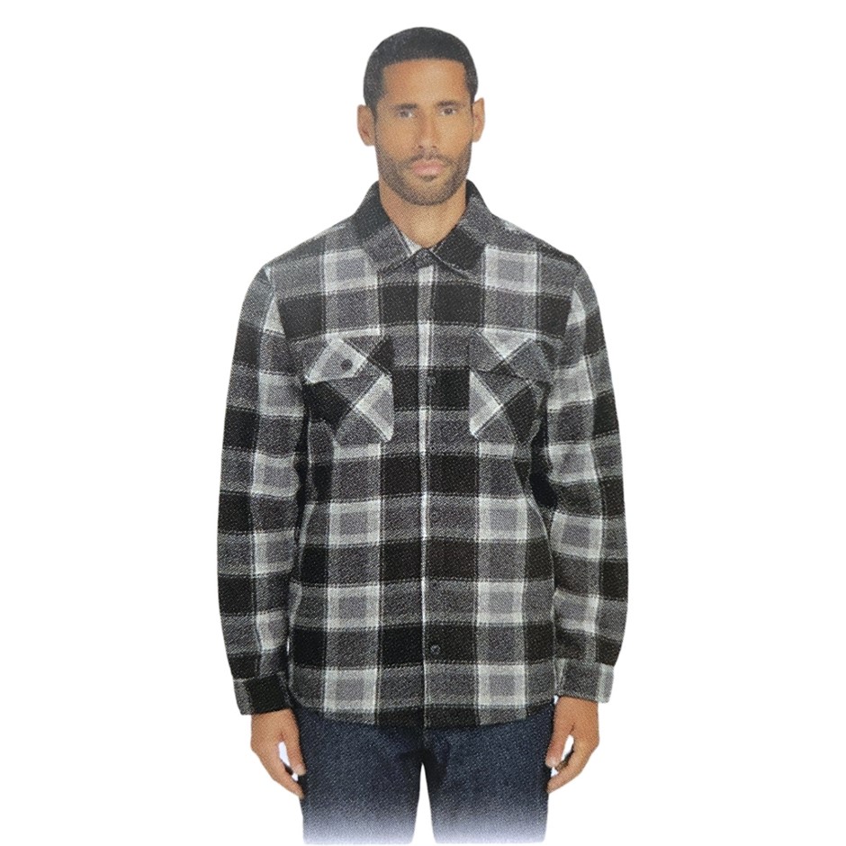 BOSTON TRADERS Men's Bonded PolarSherpa Shacket, Size 2XL, Limestone/Black.