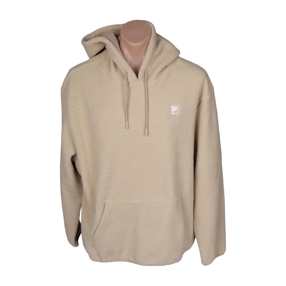 FILA Men's Carlo Sherpa Hoodie, Size 2XL, Beige, 241264.