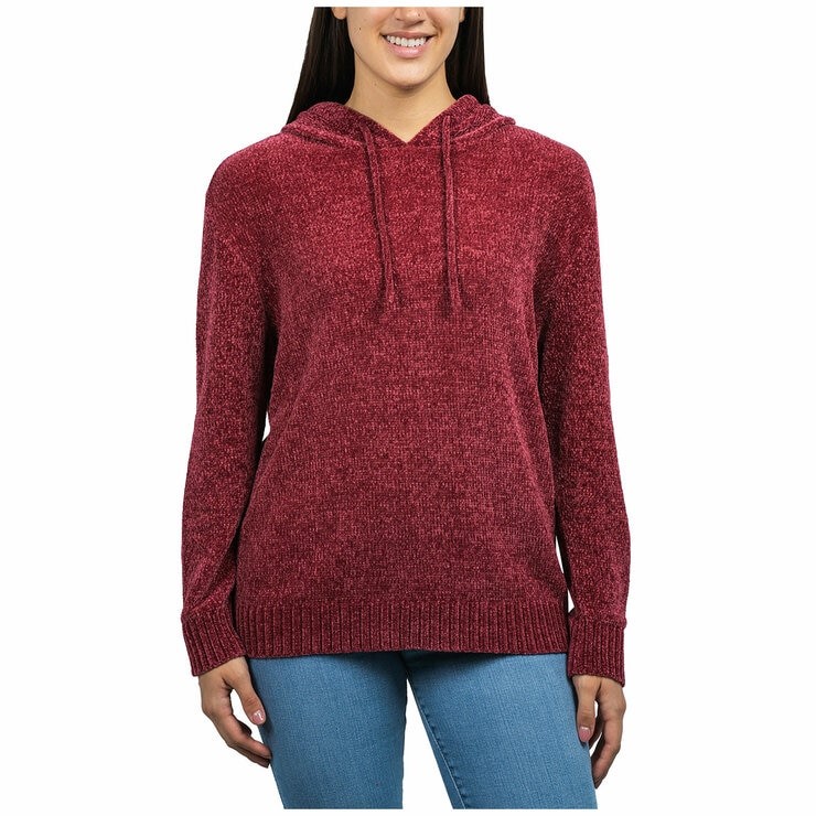JACHS Women's Chenille Hoodie, Size S, Burgundy.