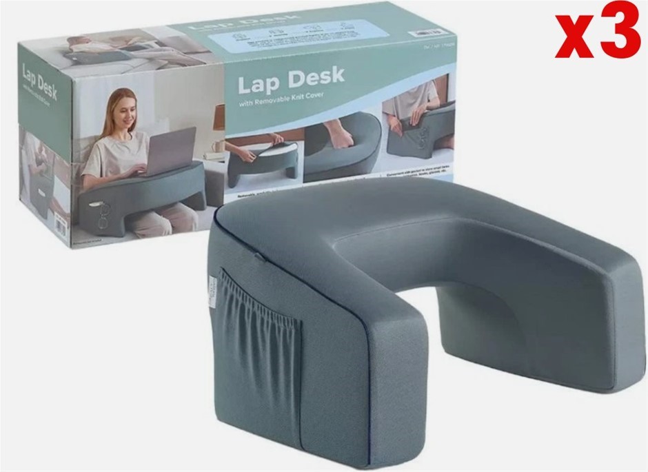 3x CASUAL LIVING Lap Desk w/ Removable Knit Cover. NB: damaged box