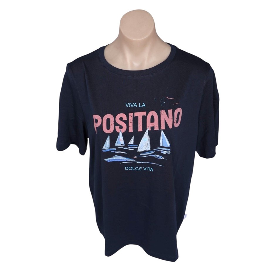 JAG Women's Oversized Printed Tee, Size 8, 100% Cotton, Blue, AG2134.