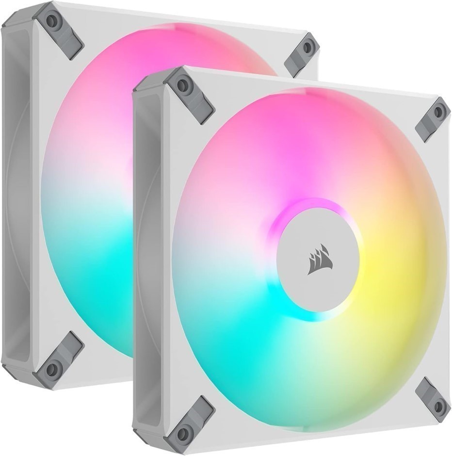 CORSAIR iCUE AF140 RGB Elite 140mm PWM Dual Fan Kit - Eight RGB LEDs Per Fa