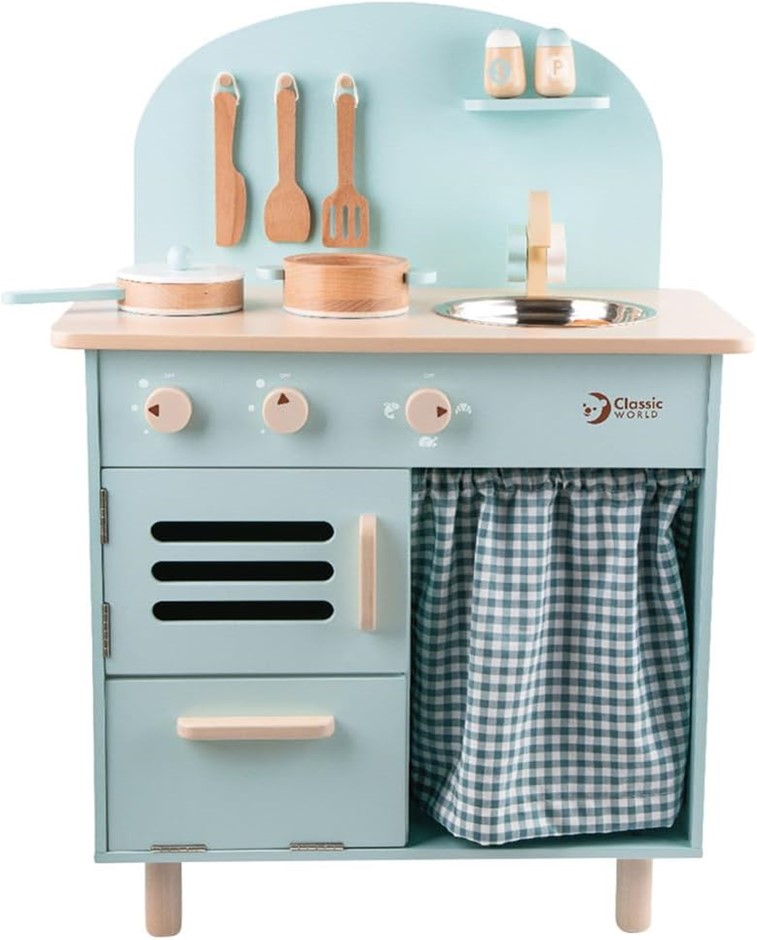 CLASSIC WORLD Retro Kitchen Playset, Blue.