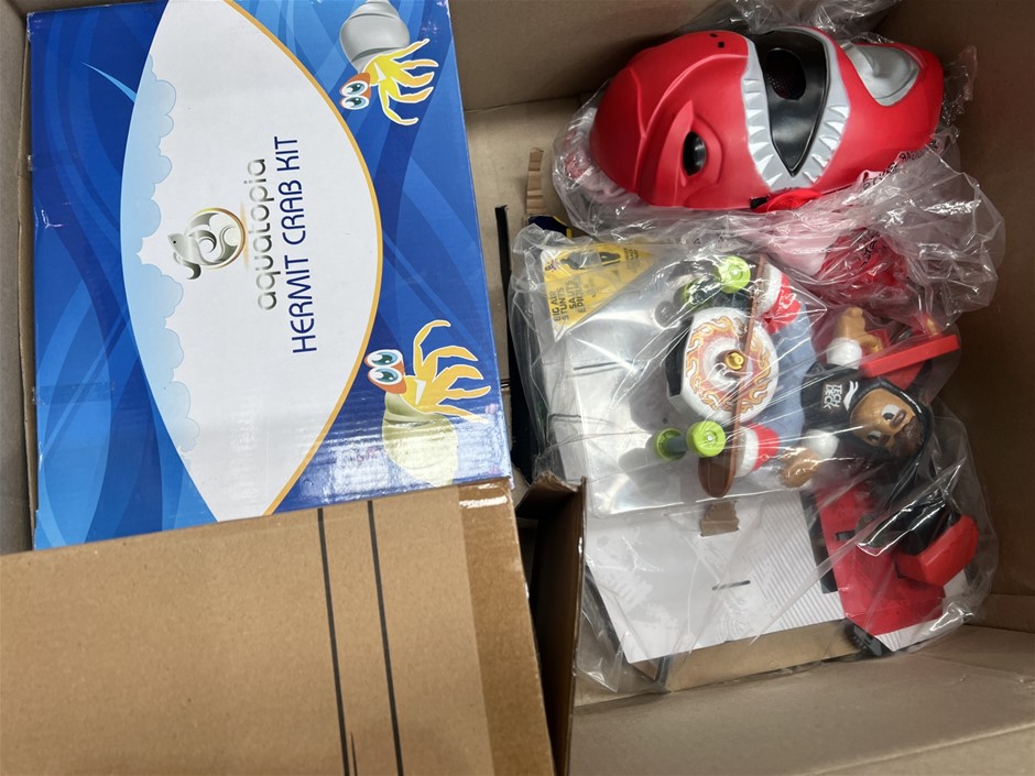 0218-5062777 · 4 x ASSORTED MIXED TOYS; Incl. Barbie Puppy, Hermit Crab Tank, Power Ranger