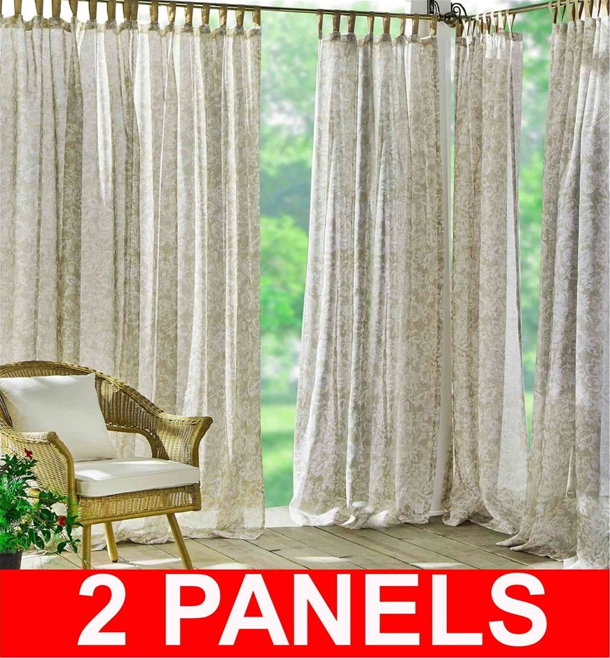 2 PANELS ELRENE Verena Sheer Floral Indoor/Outdoor Curtains, (52in. x 84in.