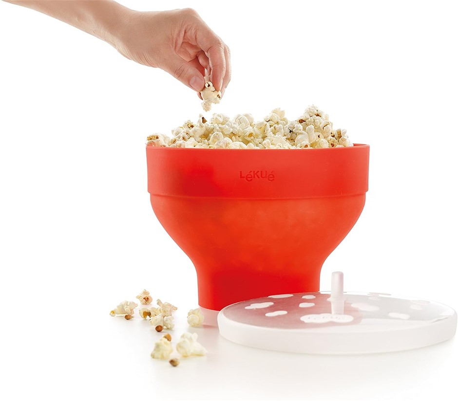 2 x LEKUE Popcorn Maker, 1-Piece, Red.