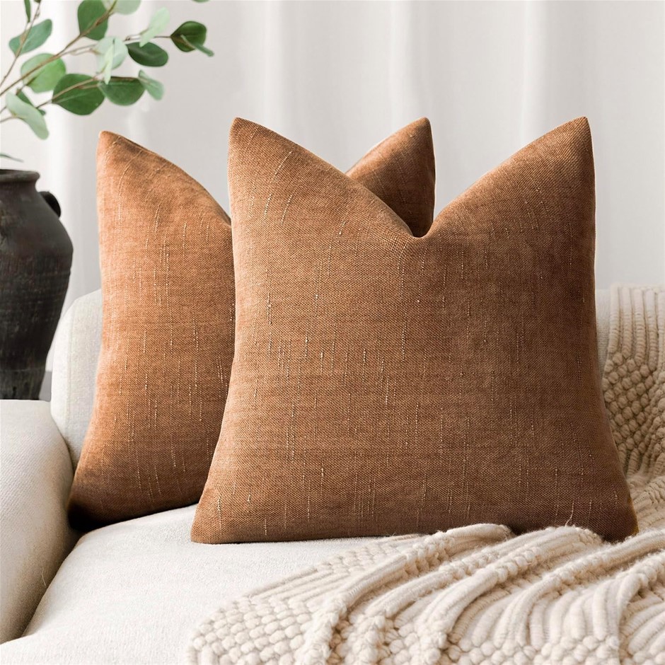Foindtower Pack of 2 Soft Textured Chenille Throw Decorative Pillow Covers