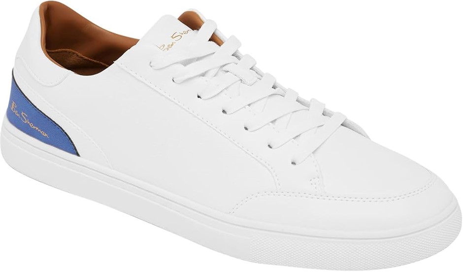 BEN SHERMAN Men's Andre Trainer Shoes, UK11F/EU45/US12, White, BS18001WHT.