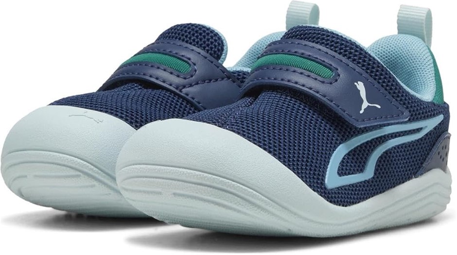 PUMA Kid's Kitten Mesh Velcro Sneaker, US3/EU18, Persian Blue/Aqua/Wild Gre