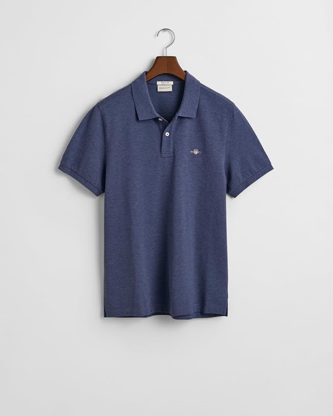 GANT Men's Reg Shield SS Pique Polo, Size XS, Dark Jeansblue Melange, G2210