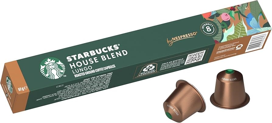 12 x Pack of 10pc Capsules STARBUCKS By NESPRESSO House Blend Lungo, 57g. N