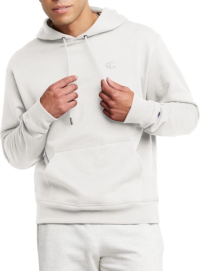 0117-5062664 · CHAMPION Men's Powerblend Hoodie, Size S, 50% Cotton, White C Logo (045), S