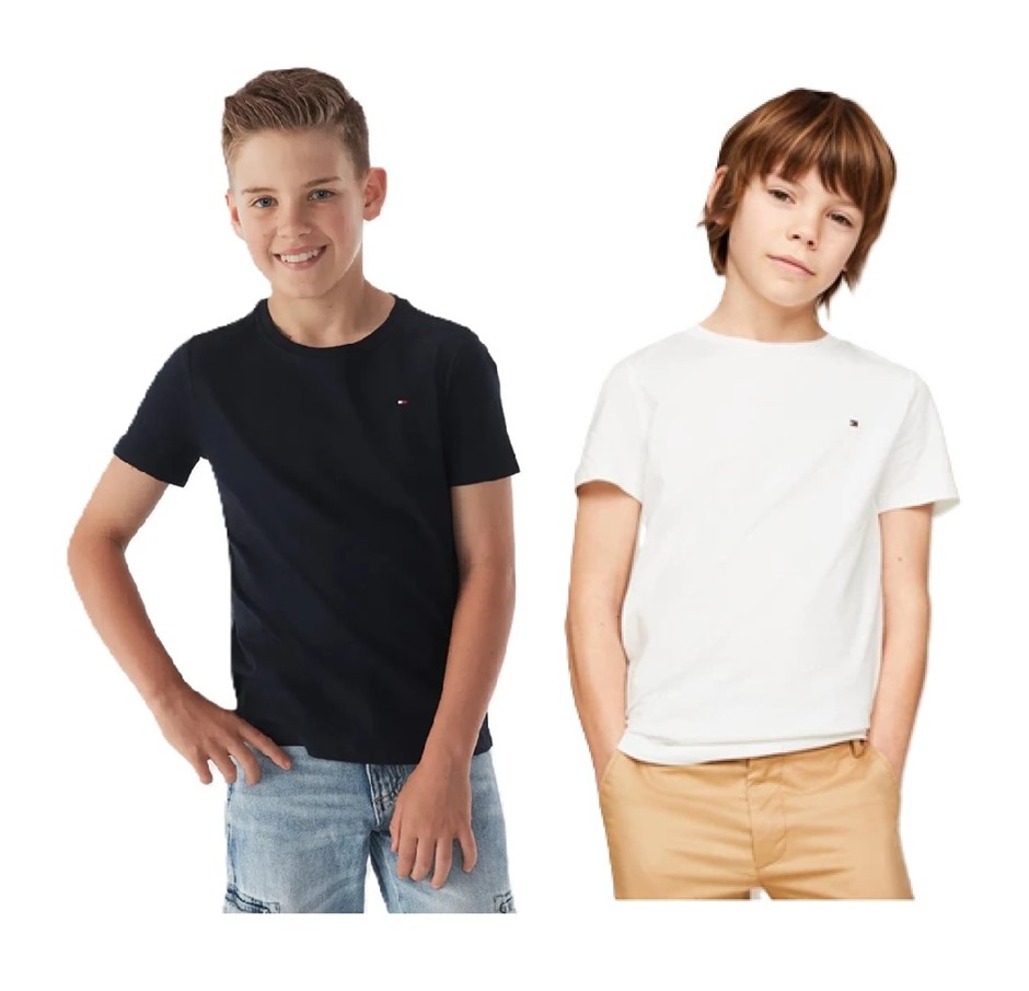 2 x TOMMY HILFIGER Kids' Nantucket Tees, Size M (8-10), 100% Cotton, Desert