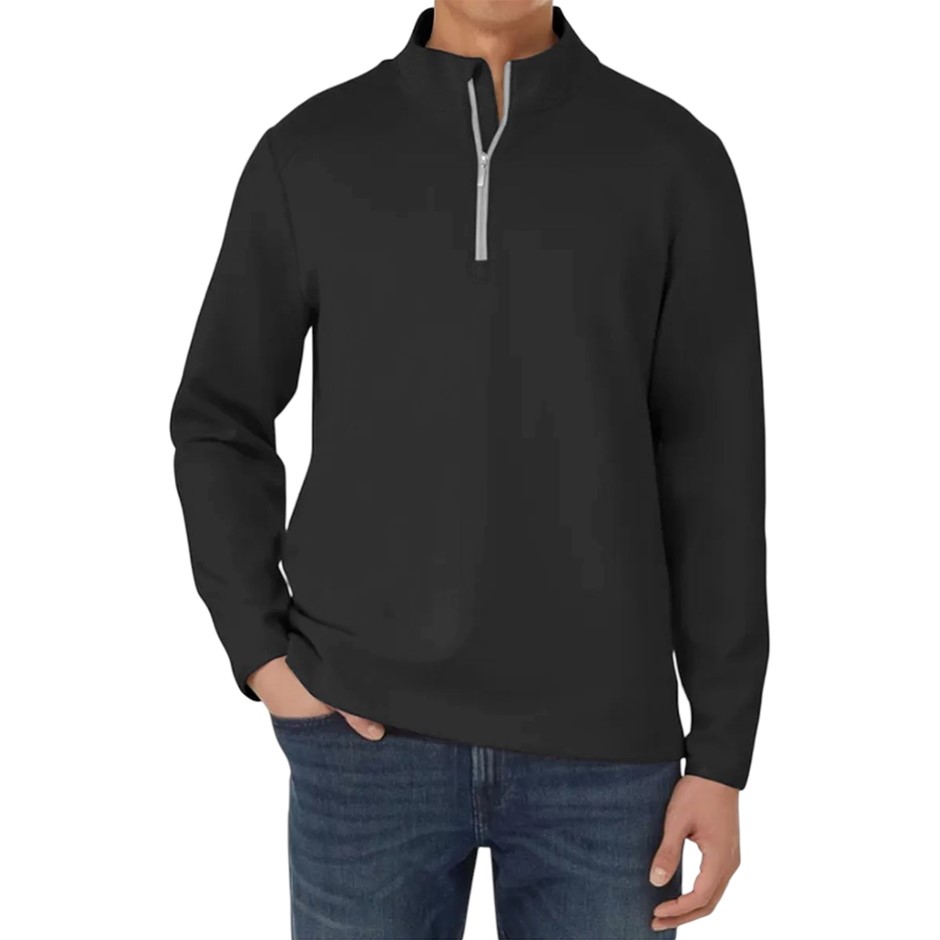 SIGNATURE Men's 1/2 Zip, Size XL, Recycled Polyester, Black. Buyers Note -