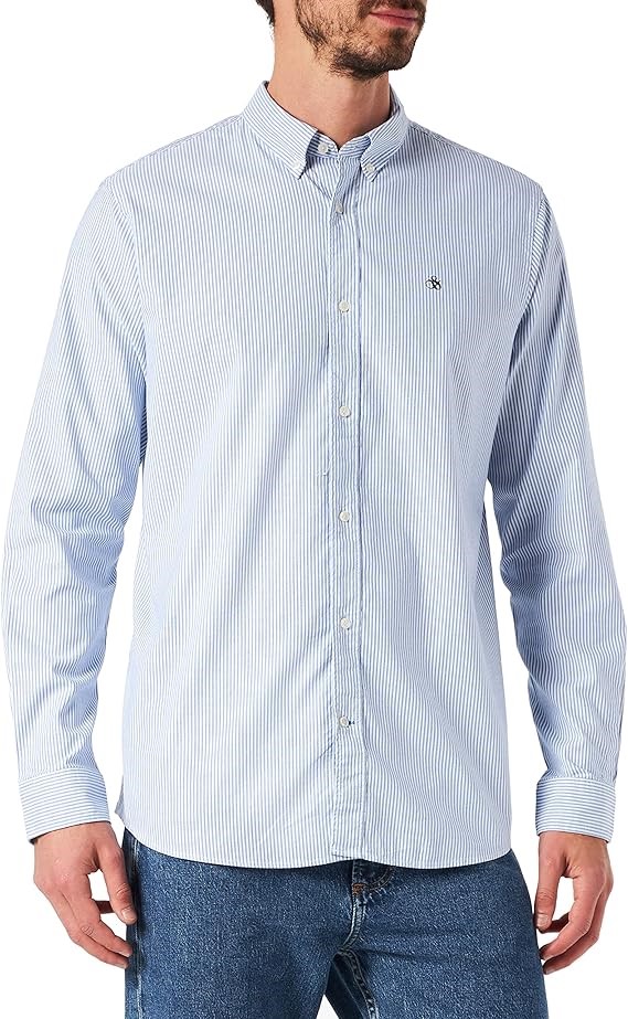 SCOTCH & SODA Men's Organic Cotton/Elastane Oxford Shirt Long-Sleeve Shirts