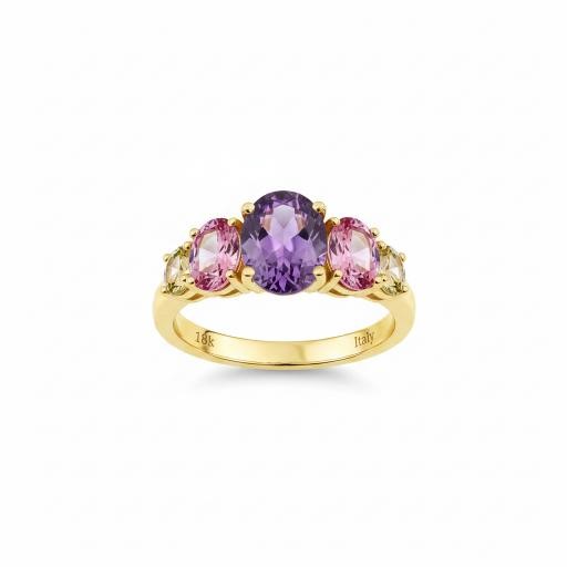 18K/Italy 3.0ctw Oval Cut Yellow Gold Filled Ring(stamped) 10US