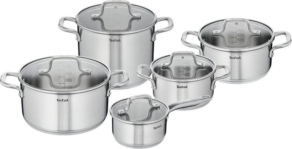 TEFAL E492SA25 Virtuoso Stainless Steel Induction Uncoated Cookware Set (5