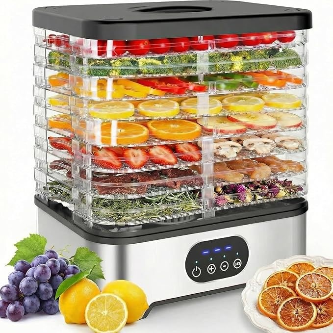 Food Dehydrator Machine, 8 BPA-Free Trays Food Dryer, Adjustable 72H Timer.