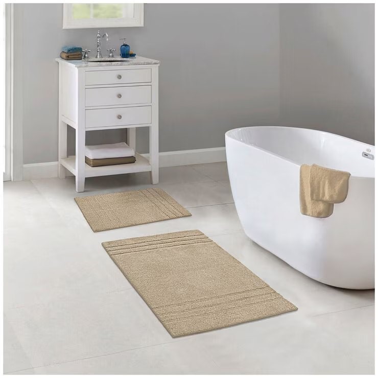 2 PACK MINERAL SPRING Multi Needle Bath Mat, Oxford Tan, 24in x 36in.
