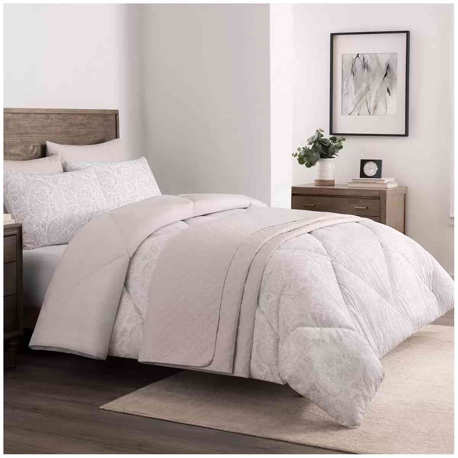 ADORN Home Comforter Queen 6 Piece Set, Amara Neutral.