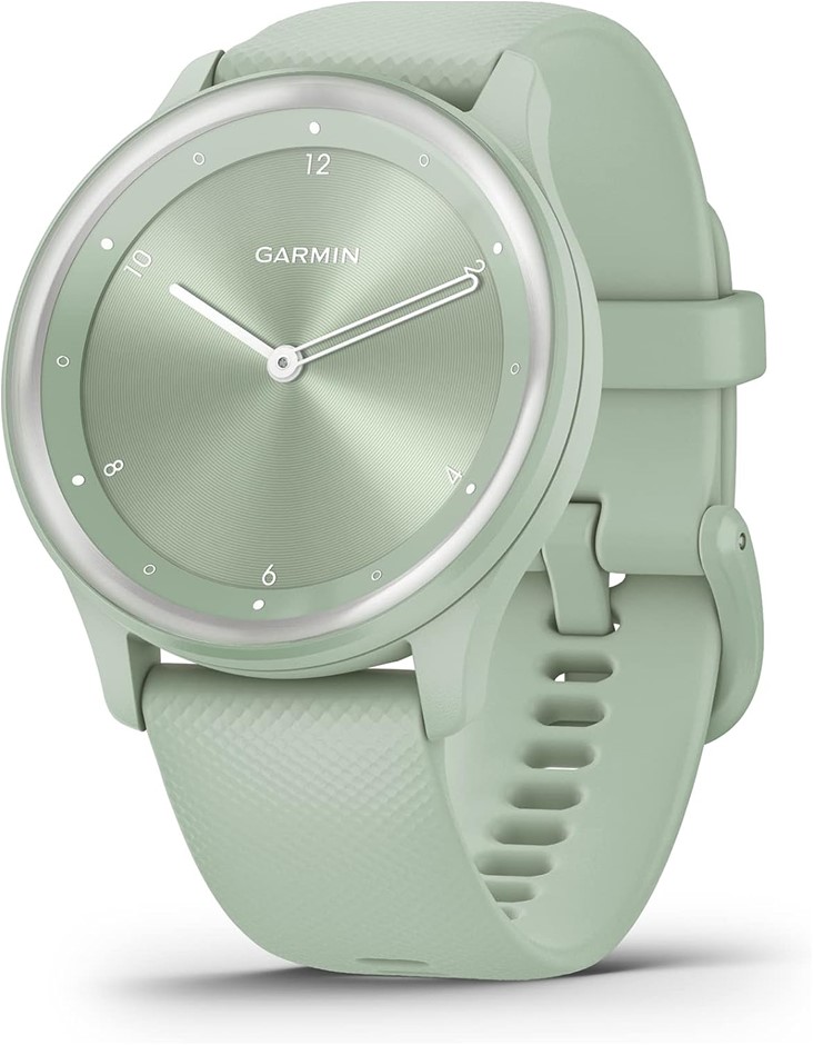 GARMIN Vivomove Sport, Hybrid Smartwatch, Cool Mint Case and Silicone Band.