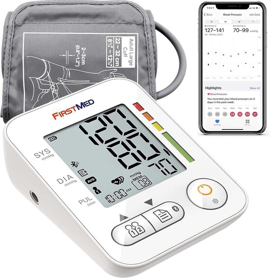 FIRSTMED Bluetooth Backlit Digital Blood Pressure Monitor Machine Upper Arm