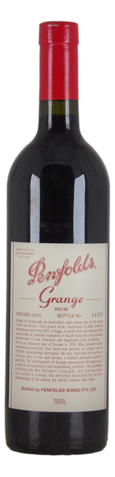 Penfolds Bin 95 Grange 2005 (1x 750mL), SA.