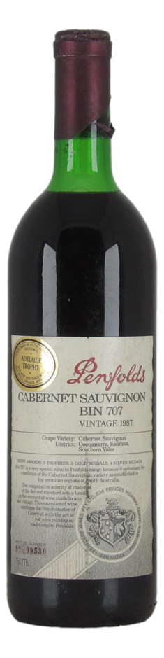 Penfolds `Bin 707` Cabernet Sauvignon 1987 (1 x 750mL) SA.