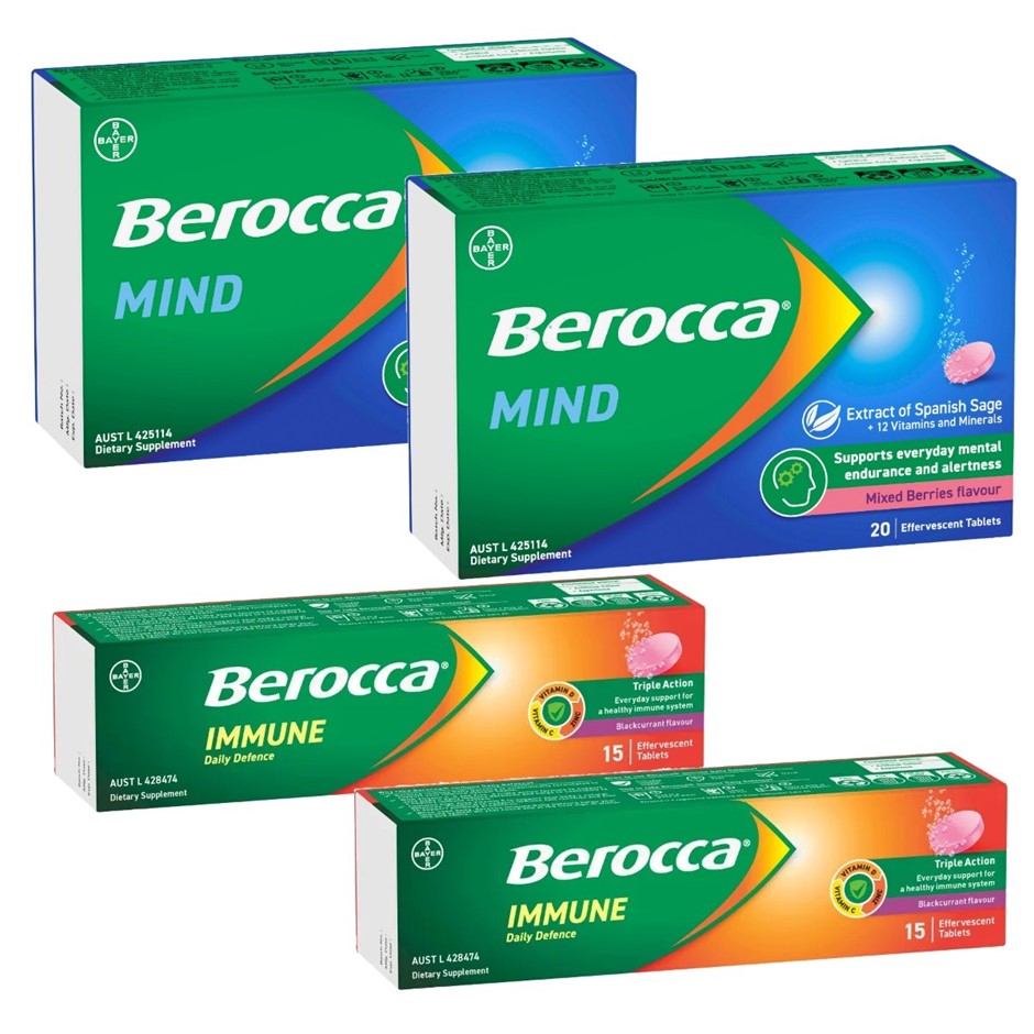 BEROCCA BUNDLE: 2 x Berocca Mind Mixed Berry Flavour Effervescent 20 Tablet