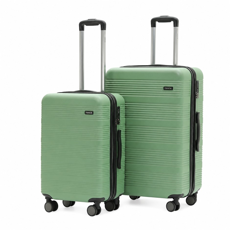 TOSCA Cosmic Luggage 2 Piece Set, Olive Green, Medium: 67 cm, Carry-On: 56c