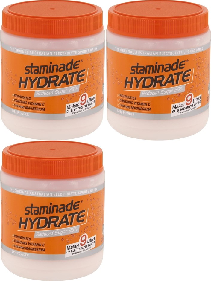 3 x STAMINADE Orange Hydrate Electrolyte Powder 585 g. Best Before: 18/09/2