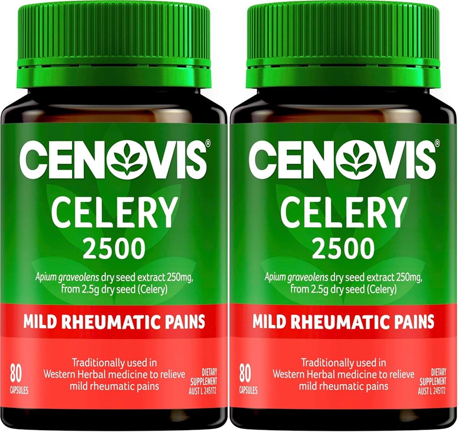 2 x CENOVIS Celery 2500 Capsules 80 – Traditionally used to Temporarily Rel