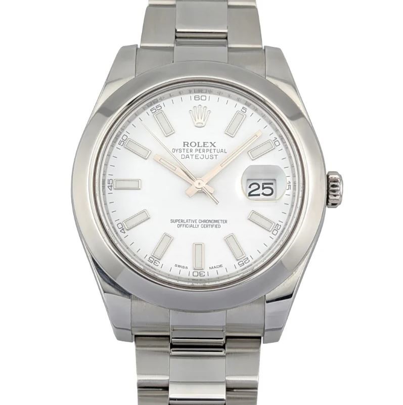 ROLEX DATEJUST II 41MM STAINLESS STEEL 116300 AUTOMATIC WHITE DIAL WXO&COA