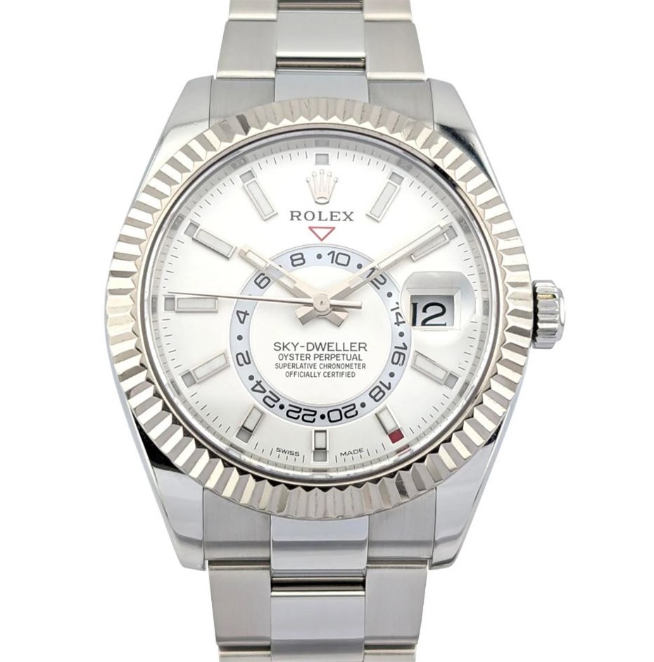 ROLEX 326934 SKY-DWELLER WHITE DIAL 42MM 2019 BOX & PAPERS