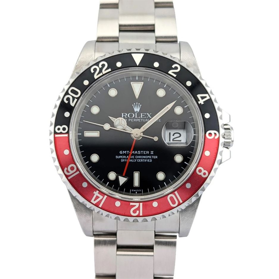 ROLEX 16710 GMT-MASTER II COKE SWISS ONLY DIAL 40MM 1999 A-SERIAL WXO & COA