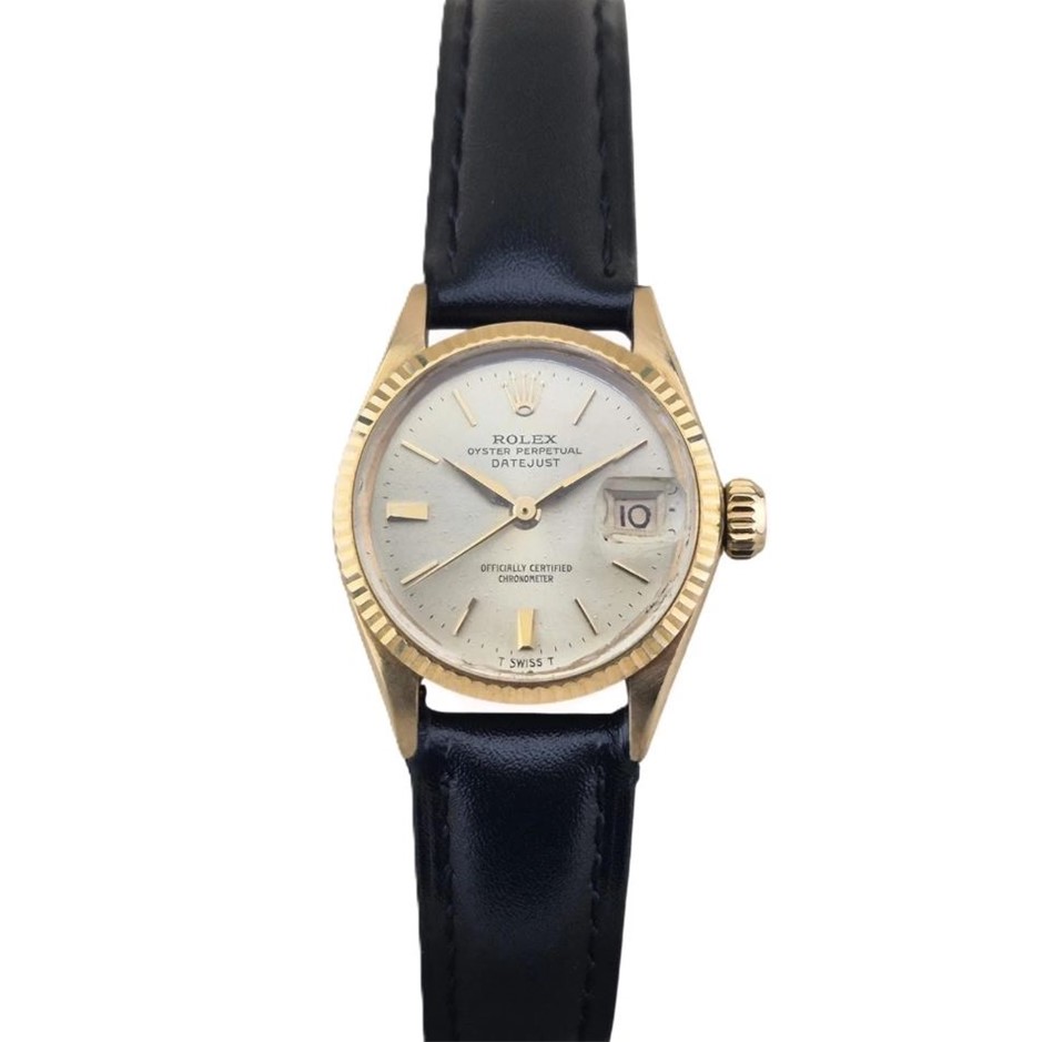 ROLEX 6517 OYSTER PERPETUAL LADY DATE 18K YELLOW GOLD 26MM WXO & COA