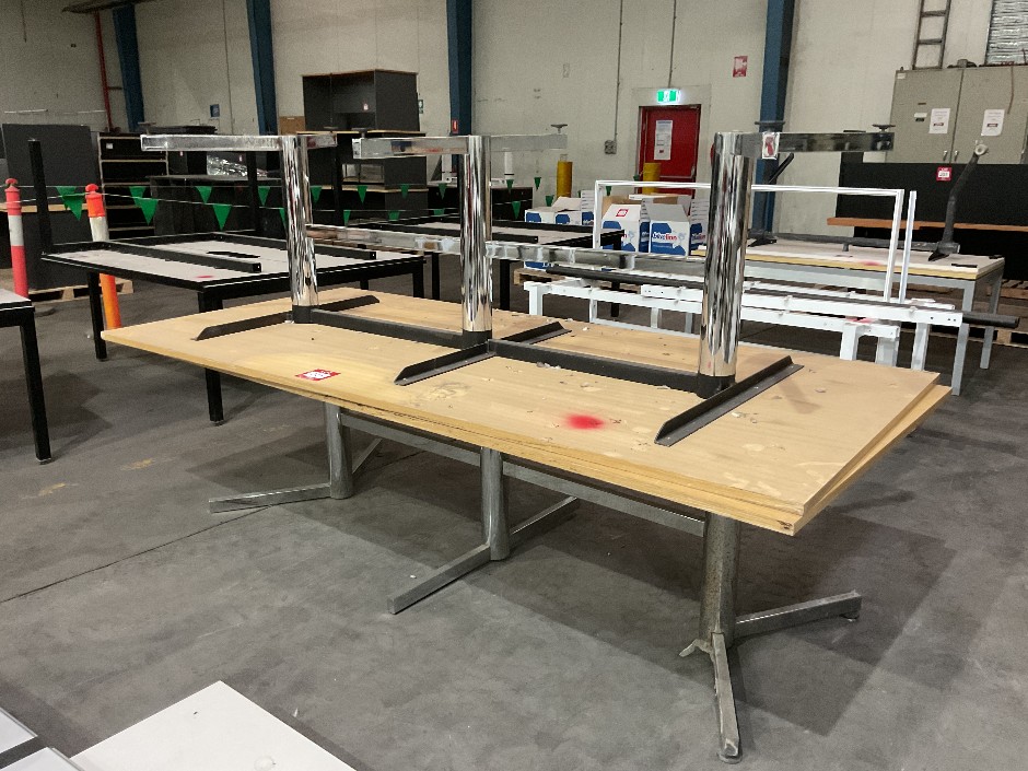<p>2x Timber Tables with Steel Base</p>