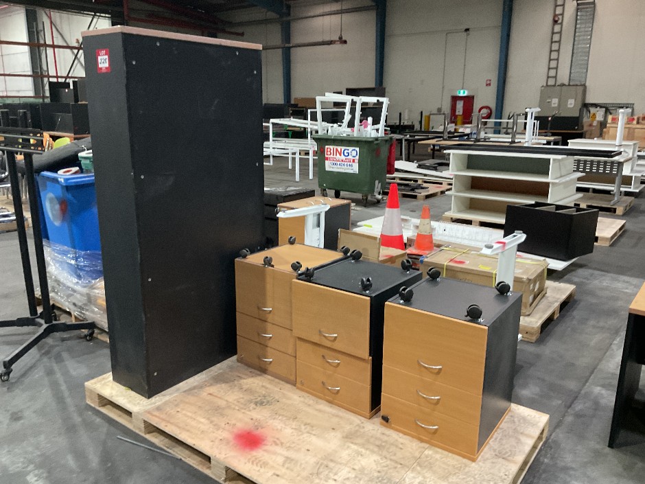 3x 3 Drawer Cabinet & 1x Shelving Unit