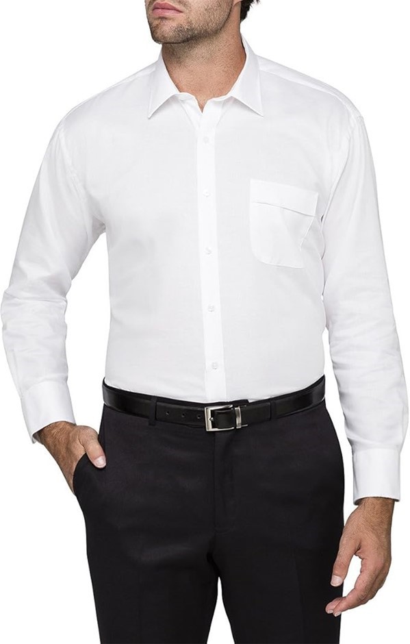 VAN HEUSEN Men's Classic Relaxed Fit Shirt Solid Colour, Size 42, White, A1