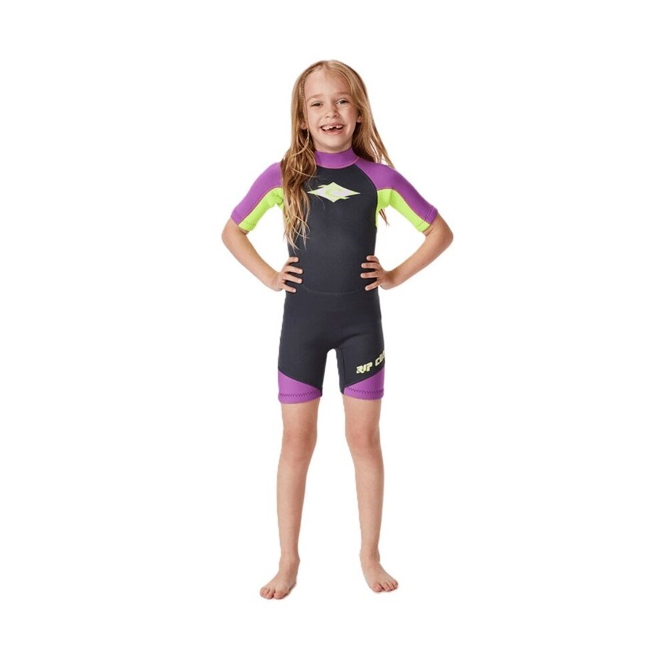 RIP CURL Girl's Groms Omega 1.5mm Back Zip Springsuit, Size 2, Purple (0037