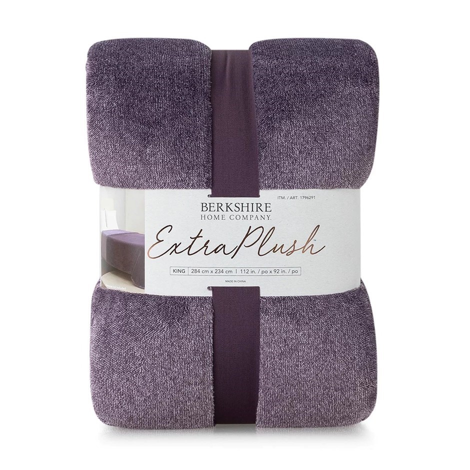 BERKSHIRE Heathered Plush Blanket, King, 284 x 234 cm, Purple. NB: Not in o