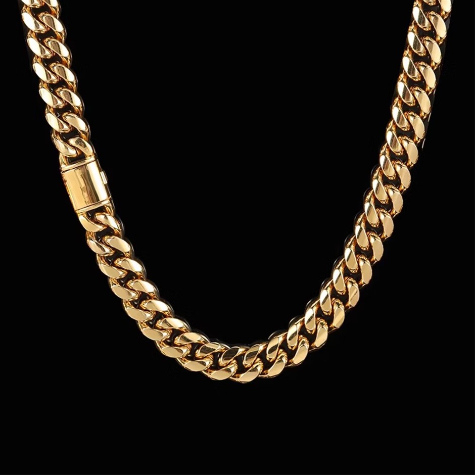 18K Gold-Filled Cuban Link Chain Necklace, 14MM Wide - 55.8cm