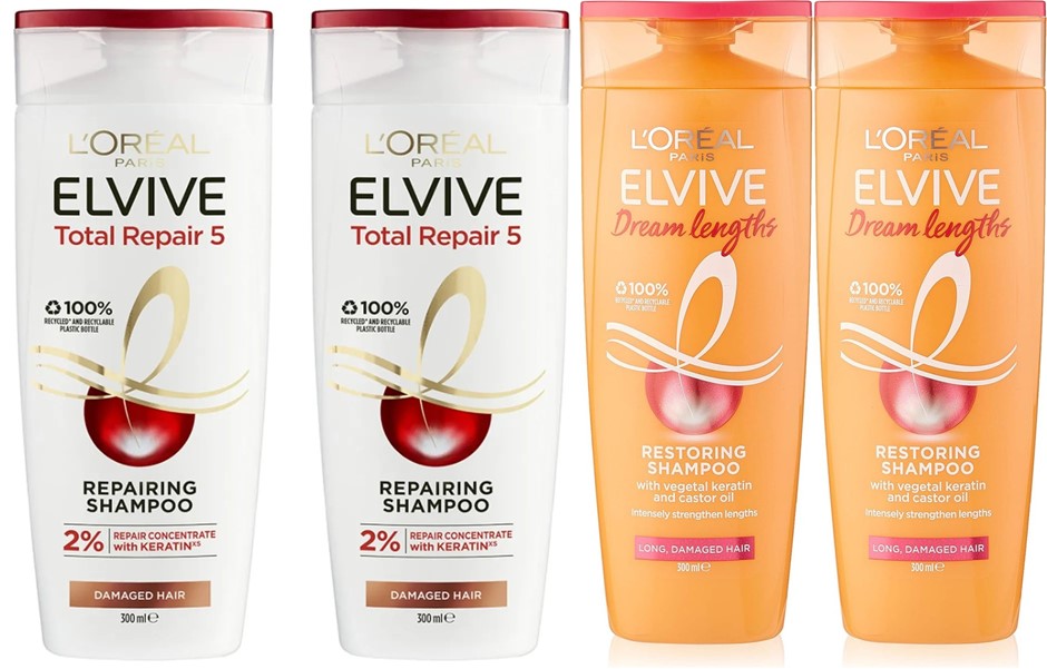 2 x L'Oréal Paris Total Repair 5 Shampoo 300ml + 2 x Dream Lengths Shampoo